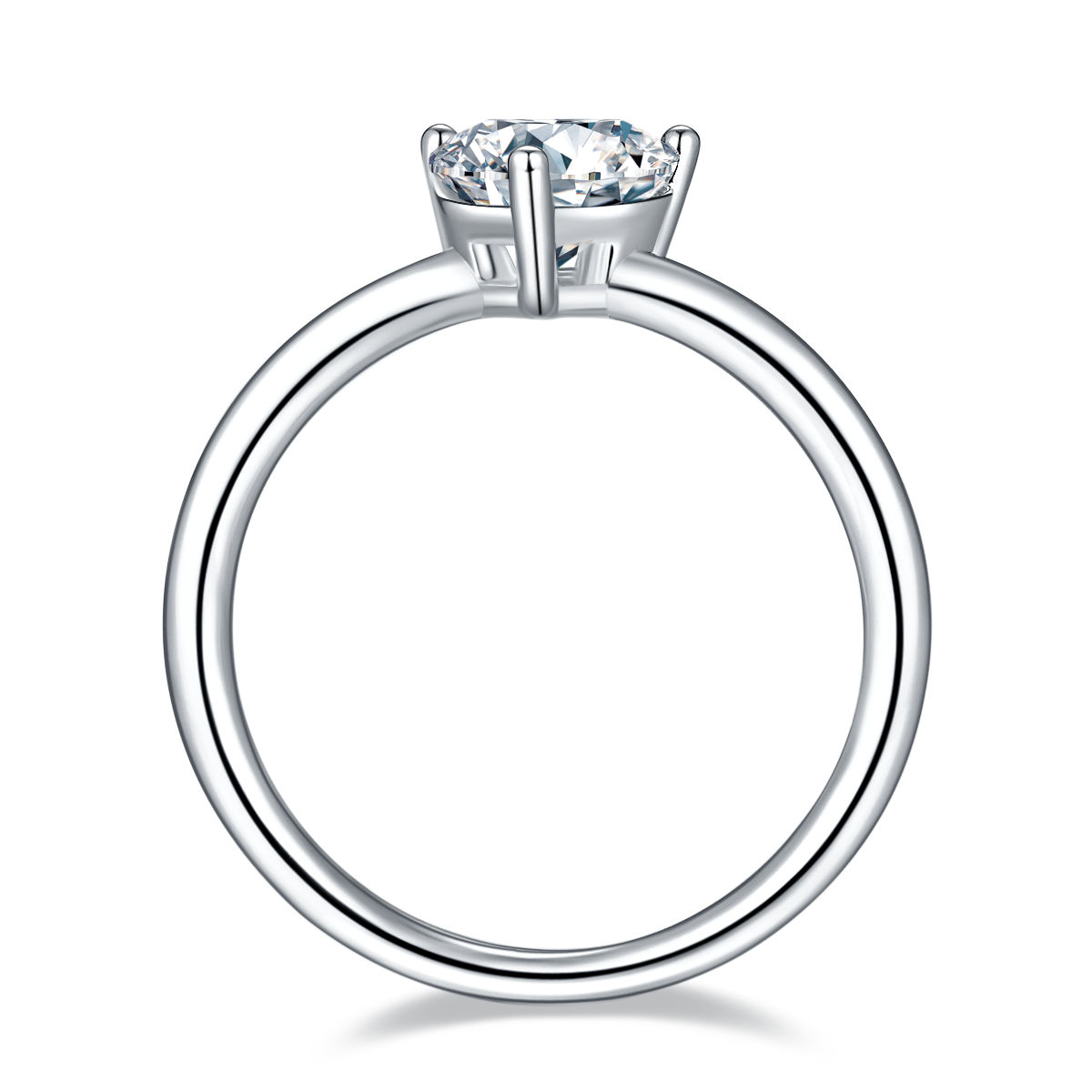 Classic heart-shaped S925 silver plated white gold moissanite diamond women's ring 1.0 carat D-grade